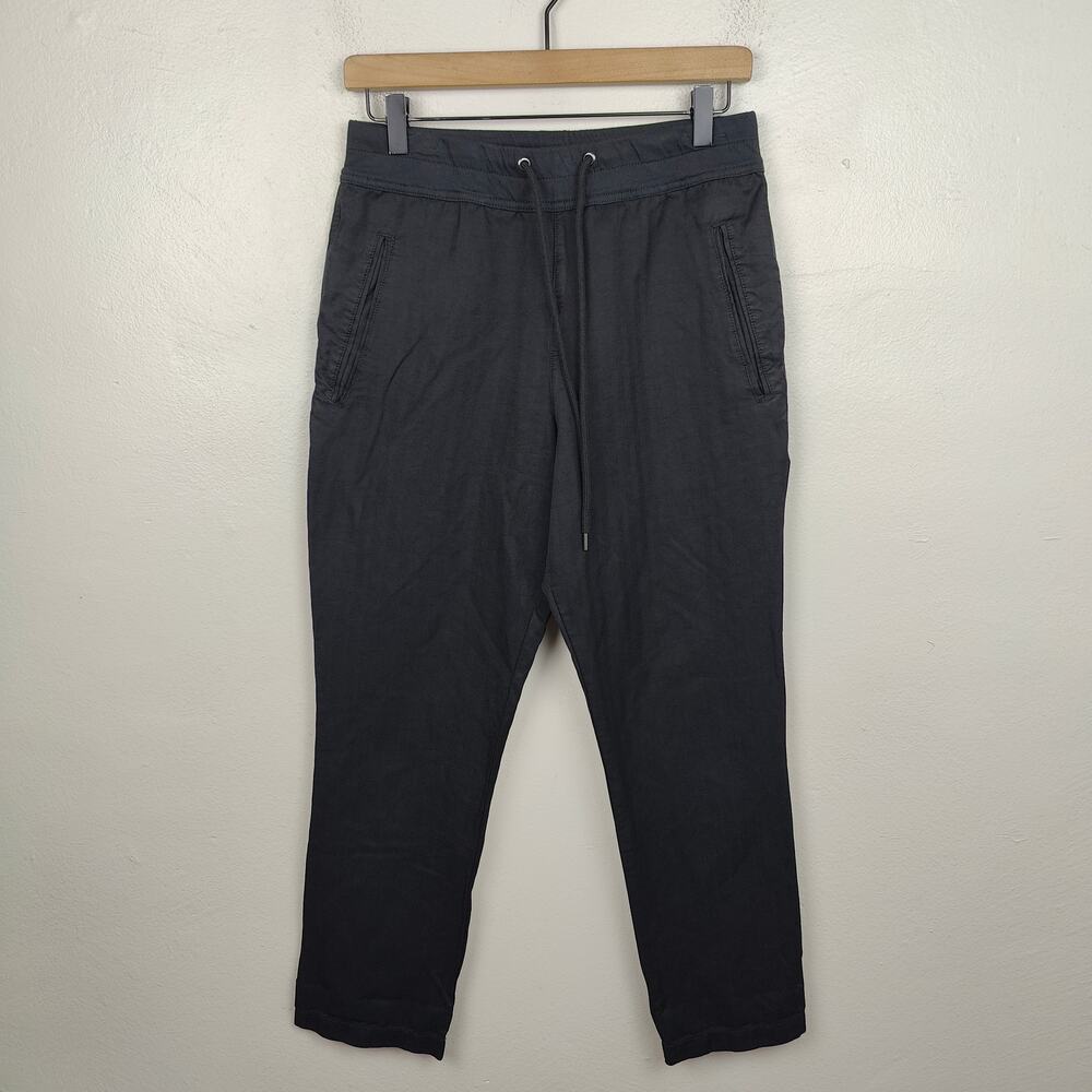 James Perse Pants Womens 0 XS‎ Black Straight Leg Drawstring Linen Polyamide